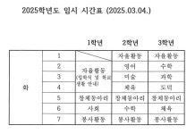 3월 4일 임시시간표 :: 공지사항 :: 세도중학교 세도중학교 :: 공지사항 :: 3월 4일 임시시간표