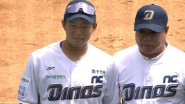 [NC] 2025/5/18 시구 & 시포 - 대치중학교 야구부 감독 박철홍 & 김휘집 선수 | TVING