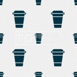 유토이미지 | coffee icon sign. Seamless pattern with geometric texture. Vector