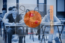 유토이미지 | Classmates concentrated on futuristic interface with brain 유토이미지 | Classmates concentrated on futuristic... 
