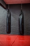 Two punching bags in red bowing area at crossfit gym | 유토이미지 | 상세페이지 | 베이직샵 | 사진 | 19851795