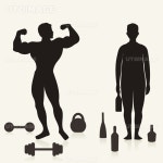 유토이미지 | The sportsman and the alcoholic in comparison. A vector illustration