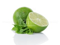 유토이미지 | ripe limes with half and mint|isolated on white