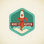 유토이미지 | Vector badge in flat style - Make it happen