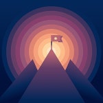 Vector abstract landscape with gradient colors - mountain with a flag - victory concept | 유토이미지 | 상세페이지 | 베이직샵... 