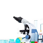 유토이미지 | Chemical scientific laboratory stuff microscope test tube flask pipette