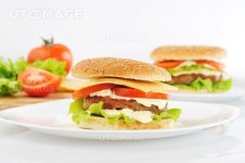 유토이미지 | hamburger with cutlet and s on dish