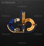 유토이미지 | Company branding logo of initial letters on black. Flat cartoon industrial wire or tube design of ABC typeface