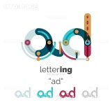 유토이미지 | Linear business logo letter. Alphabet initial letters company name concept. Flat thin line segments connected to... 