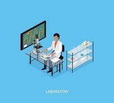 유토이미지 | 상세페이지 | 베이직샵 | 20272036 | Science lab isomatric design flat. 3D Science and scientist, science... 