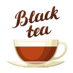 Black tea. Illustration with cup of tea and hand written lettering text. | 유토이미지 | 상세페이지 | 베이직샵 | 일러스트... 