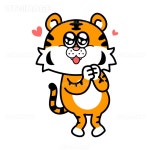 유토이미지 | 감동하고 있는 호랑이 이모티콘 벡터 이미지 일러스트