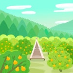 귤밭 체험 농장 풍경 이미지 일러스트 | 유토이미지 | 상세페이지 | 베이직샵 | 일러스트 | 21860182