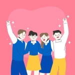 남자 여자 학생들이 다같이 모여 파이팅 하는 벡터 이미지 일러스트 | 유토이미지 | 상세페이지 | 베이직샵 | 21864022