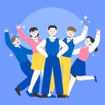 남자 여자 학생들이 다같이 모여 파이팅 하는 벡터 이미지 일러스트 | 유토이미지 | 상세페이지 | 베이직샵 | 일러스트 | 21864023