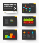 유토이미지 | Minimalistic flat design Vector Template for presentation slides part 1, dark version
