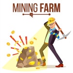 Mining Farm Vector. Businessman Miner. Cryptography Currency. Modern Industry. Server Database. Isolated Flat Cartoon Illustration... 