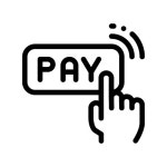 One Click Touch Payment Vector Thin Line Icon. Online Money Transaction, Financial Banking Payment Pay Operation Linear Pictogram.... 