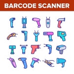 유토이미지 | 상세페이지 | 베이직샵 | 21485589 | Barcode Scanner Device Collection Icons Set Vector. Scanner Electronic... 