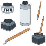 vector set of ink, brush and dip pen | 유토이미지 | 상세페이지 | 베이직샵 | 일러스트 | 20769253