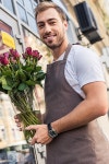 handsome happy florist holding glass jar with burgundy roses near flower shop | 유토이미지 | 상세페이지 | 베이직샵 | 전체... 