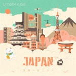 유토이미지 | adorable Japan travel poster design - Go to Japan in Japanese words