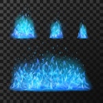 유토이미지 | 상세페이지 | 베이직샵 | 21860796 | Blue fire flames. Light hot blazing, danger and power burn illustration... 