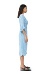 [가니]PRINTED CREPE GATHERED U-NECK MIDI DRESS F7763 STRONG BLUE [W CONCEPT]