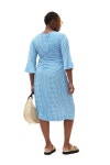 [가니]PRINTED CREPE GATHERED U-NECK MIDI DRESS F7763 STRONG BLUE [W CONCEPT]
