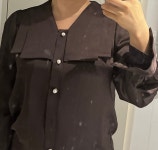 j1087 curtain collar blouse (brown) - W컨셉(W CONCEPT)