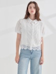 웨이브 펀칭 레이스 블라우스 KOBLP359(2 colors)