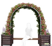 H16형 - 엠보정사각화분 + 아치파고라/벤치포함/3060*680*2500/넝쿨식재/큰화분/장미넝쿨/조형물화분/부가세/택배별도 도로화분