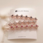 제이로렌 클로버 로즈골드 컬러 큐빅 헤어핀 H0709 - 예스24