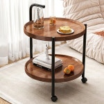 럭셔리 2단 원형 이동식 테이블(50cm)(브라운) | 비투비월드 - 예스24