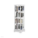 원목 360도 회전 4단 책장 (화이트) (폭:44.3cm) - 예스24