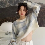 여성 체크 크롭니트 가을 겨울 간절기 라운드 숏 니트티 KNT10 | 주식회사 오케이마트 - 예스24 여성 체크 크롭니트 가을 겨울 간절기... 