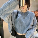 여성 크롭니트 가을 겨울 간절기 양모 아크릴 꽈배기 숏 니트티 KNT1 | 주식회사 오케이마트 - 예스24