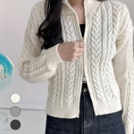 듀얼집업 크롭 꽈배기 여성 니트가디건 가을 겨울 간절기 숏 가디건 CDG7 | 주식회사 오케이마트 - 예스24