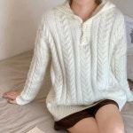 꽈배기 여성 후드 니트 겨울 루즈핏 아크릴 스웨터 OFS-WKNT20 | 주식회사 오케이마트 - 예스24