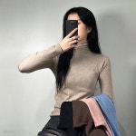 여성 기본 무지 폴라티 목티 5color 목 폴라 티셔츠 얇은 이너 블랙 브라운 소라 모브 핑크 베이지 슬림핏 | 갓샵 - 예스24