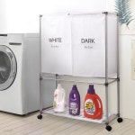 세탁물 분리 보관함 화이트2P 2단세탁 빨래통 세탁선반 베란다 수납 빨래바구니 | 보노하우스 - 예스24