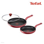 [테팔] 퍼펙트 레드 프라이팬 3종세트(프라이팬 24cm, 28cm + 유리뚜껑 28cm) - YES24