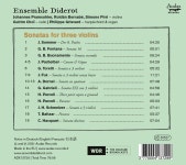 Ensemble Diderot 3대의 바이올린을 위한 소나타 (Sonatas for three Violins) | Johann Sommer | Harmonia Mundi - 예스24