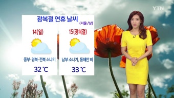 [날씨] 폭염 주춤...중부 등 전국 곳곳 소나기 | YTN [날씨] 폭염 주춤...중부 등 전국 곳곳 소나기