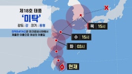 [날씨] 세력 더 강해진 18호 태풍 '미탁'...태풍 경로는? | YTN [날씨] 세력 더 강해진 18호 태풍 '미탁'...태풍 경로는?