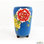 꽃이야기 원형 롱분 꽃그림 도자기 다육이화분 행복한꽃그릇 : 다육화분 - 엑스플랜트