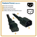 Tripp Lite Standard Computer Power Extension Cord 10A, 18AWG (IEC-320-C14 to IEC-320-C13) 3-ft.(P004-003) :: 유니박스