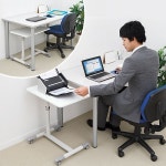 산와 다이렉트 싸이드 테이블 가스압 상하 승강 5165cm 베드 소파 PC 데스크 화이트 100-DESK094W :: 유니박스