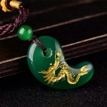 GuDeKe 천연석 용/봉황 그린 아게―토 심신 건강 부적 구구슬 펜던트 넥크리스 (용) :: 유니박스