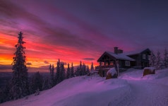 ID:702005 - Wallpaper Abyss  House in Winter Sunset HD Wallpaper | Background Image | 2048x1290 | ID:702005